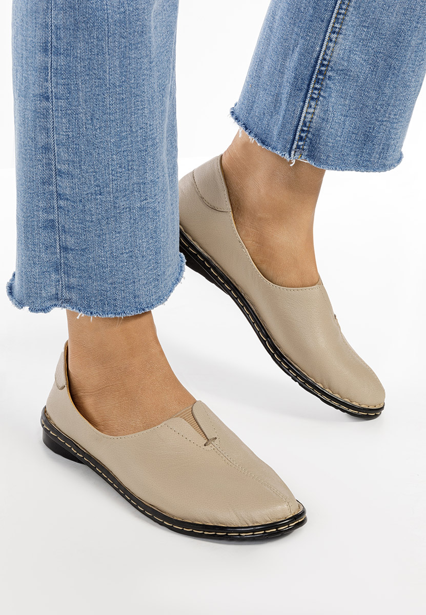 Μοκασίνια γυναικεια δερματινα μπεζ Leocadia