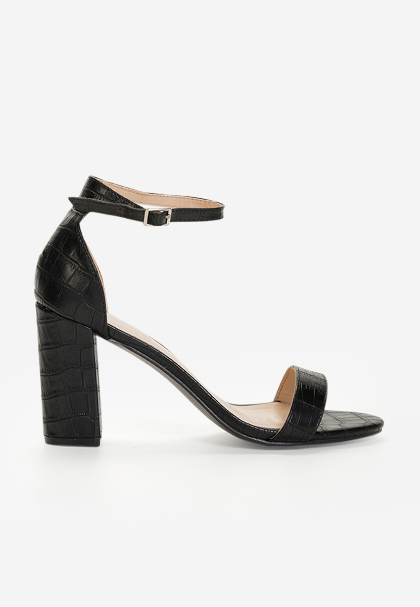 Πέδιλα με χοντρο τακουνι Leilana Μαύρα