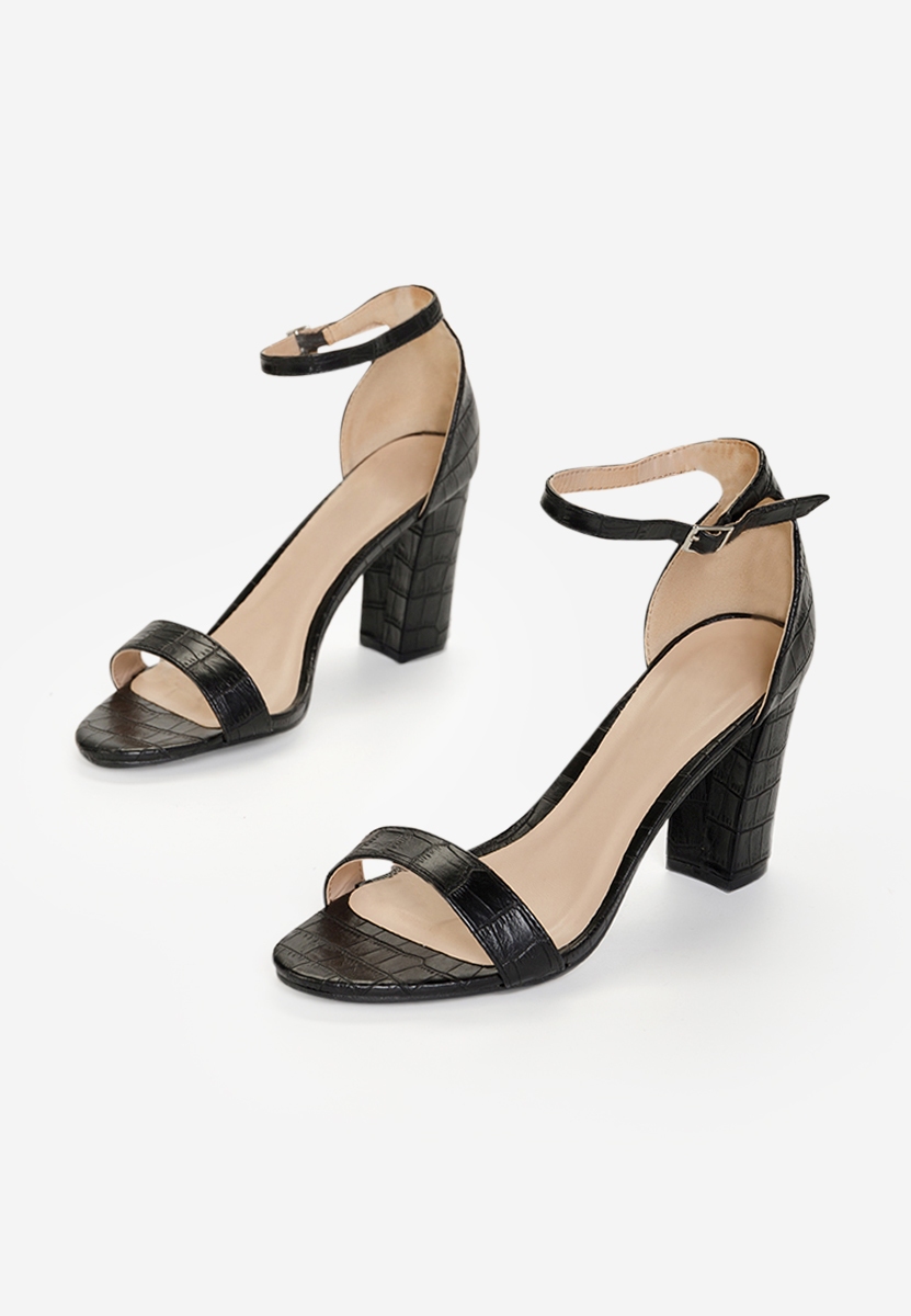 Πέδιλα με χοντρο τακουνι Leilana Μαύρα