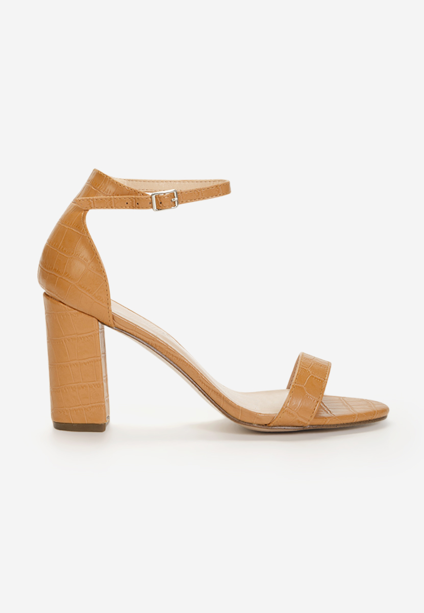 Πέδιλα με χοντρο τακουνι Leilana ταμπά