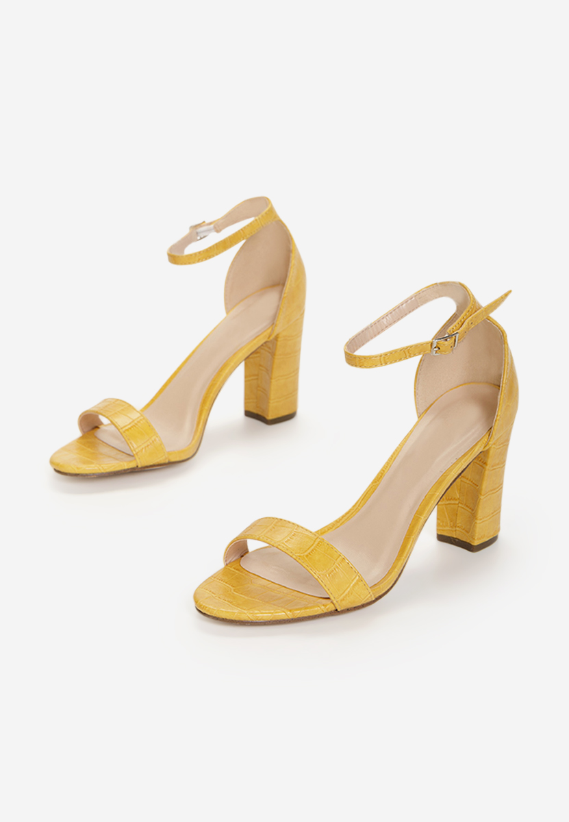 Πέδιλα με χοντρο τακουνι Leilana Κιτρινα