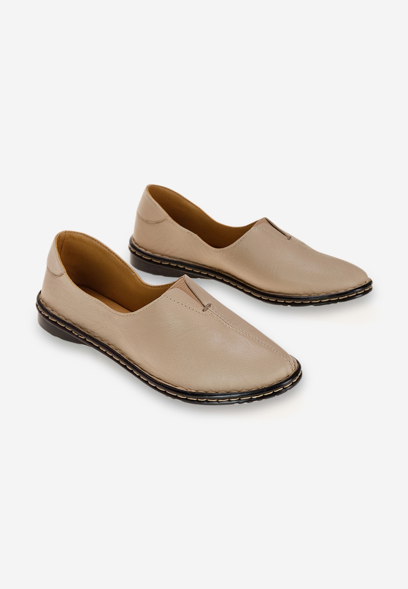 Μοκασίνια γυναικεια δερματινα μπεζ Leocadia
