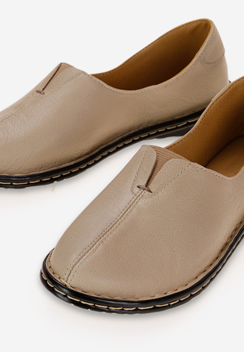 Μοκασίνια γυναικεια δερματινα μπεζ Leocadia