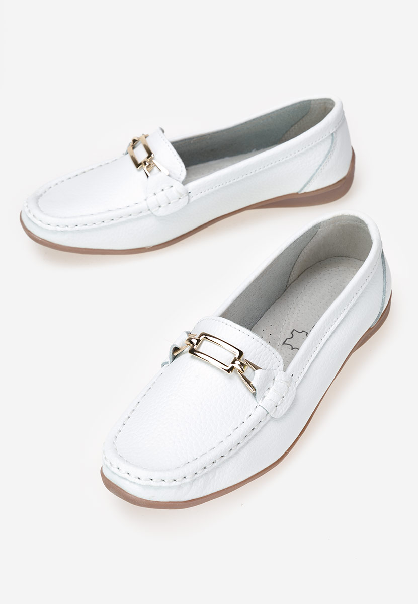 Μοκασίνια γυναικεια δερματινα λευκά Celetina