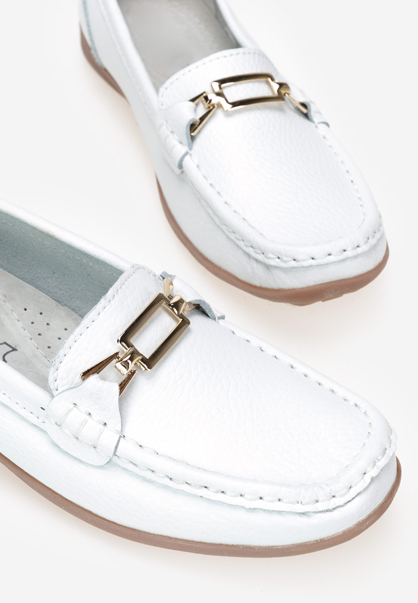 Μοκασίνια γυναικεια δερματινα λευκά Celetina