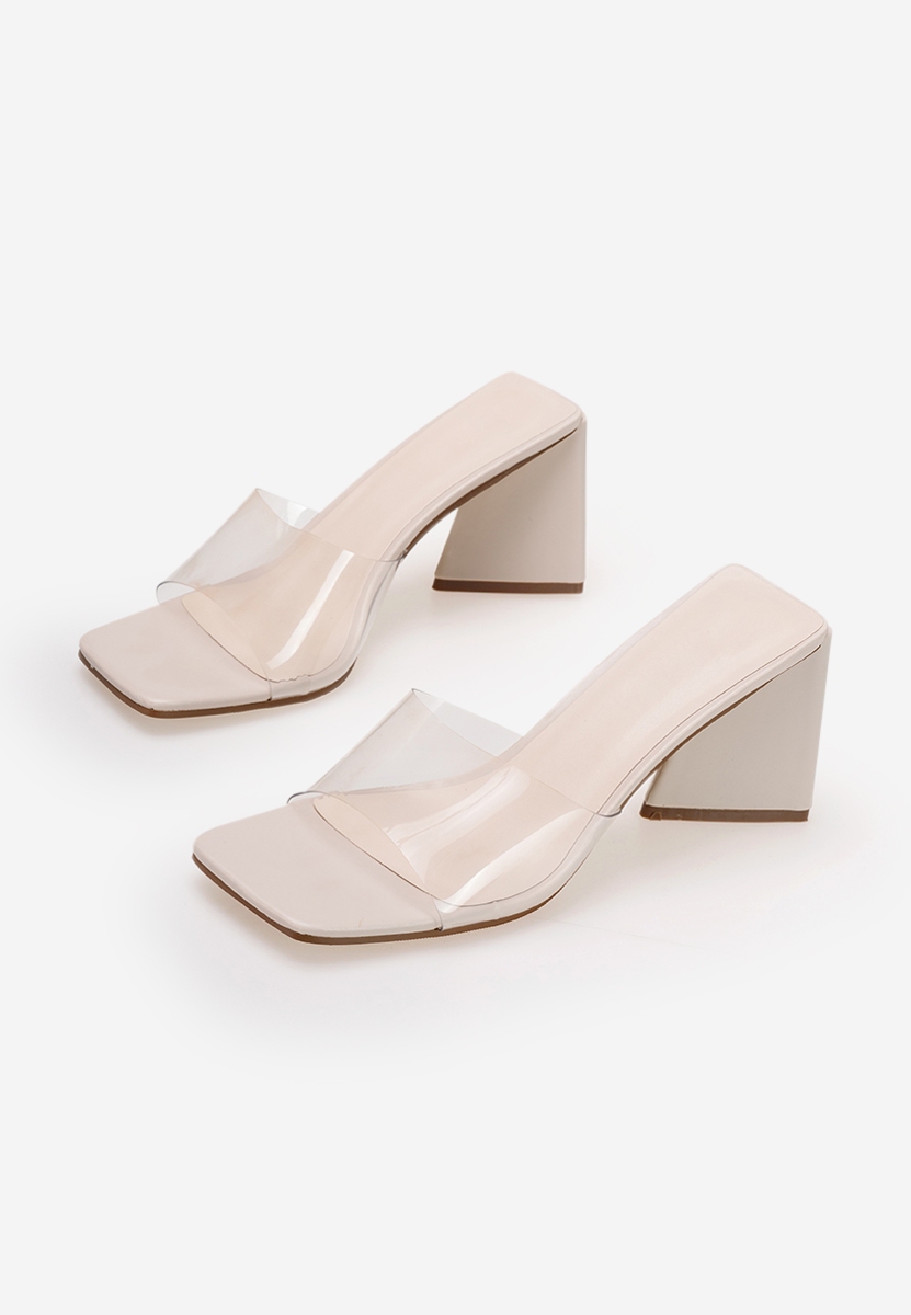 Παντοφλες με τακούνι Casele Νουντ