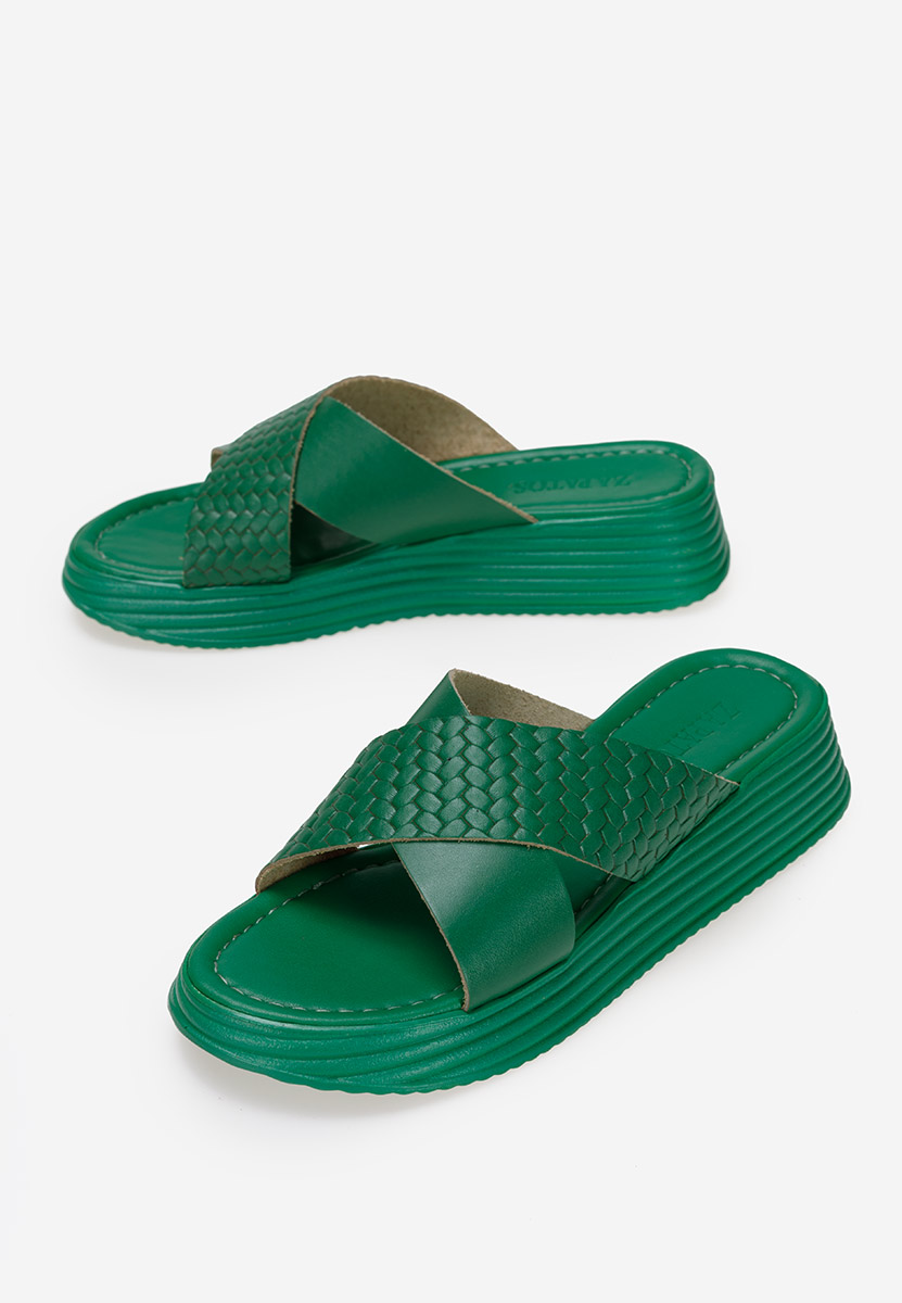 Δερμάτινες παντόφλες Grado πρασινο