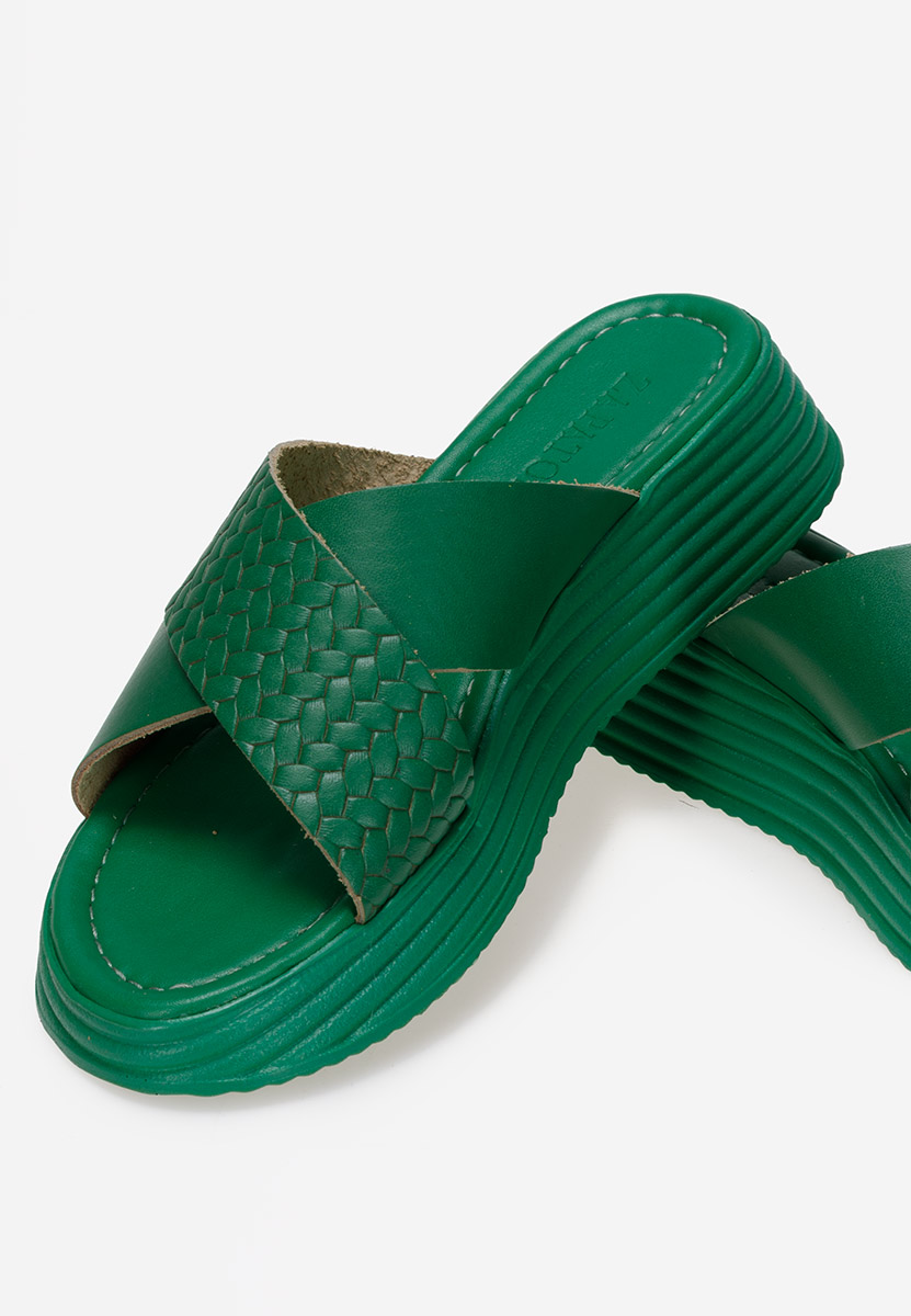 Δερμάτινες παντόφλες Grado πρασινο