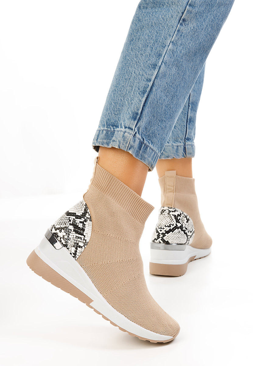 Sneakers με κάλτσα καφε Pieve