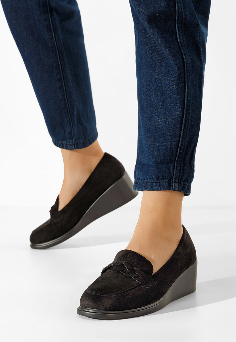 Μοκασίνια με πλατφόρμα Cala V2 Neγκρι