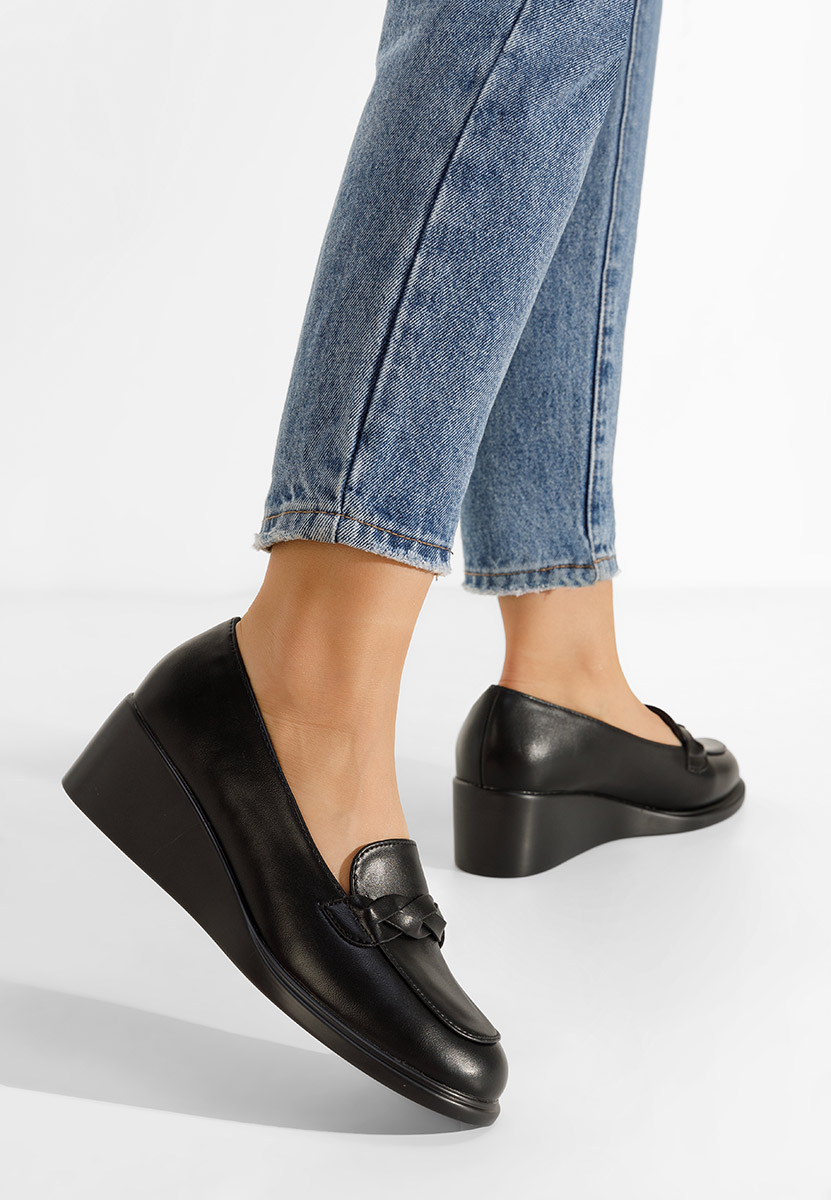 Μοκασίνια με πλατφόρμα Cala μαύρα