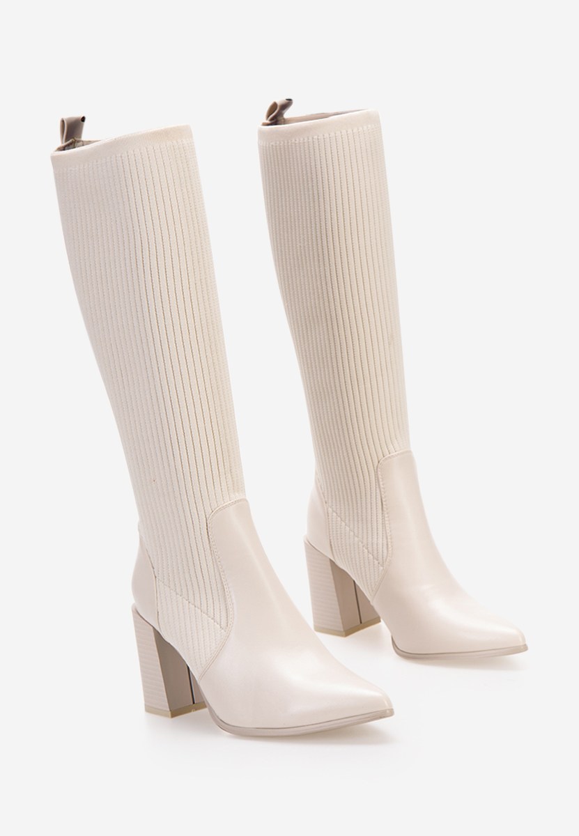 Γυναικείες Μπότες κάλτσα μπεζ Vinuele