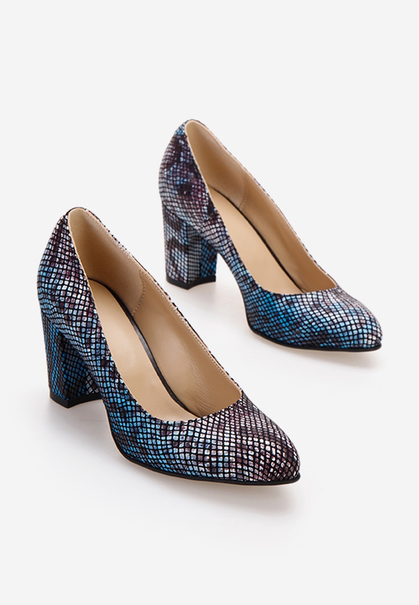 Γόβες με χοντρό τακούνι Sparada μπλε