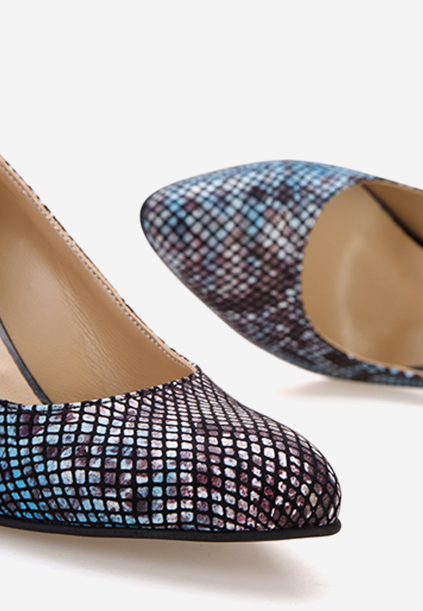 Γόβες με χοντρό τακούνι Sparada μπλε