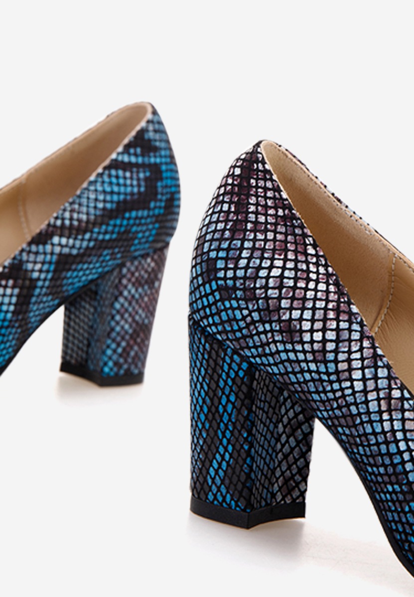 Γόβες με χοντρό τακούνι Sparada μπλε