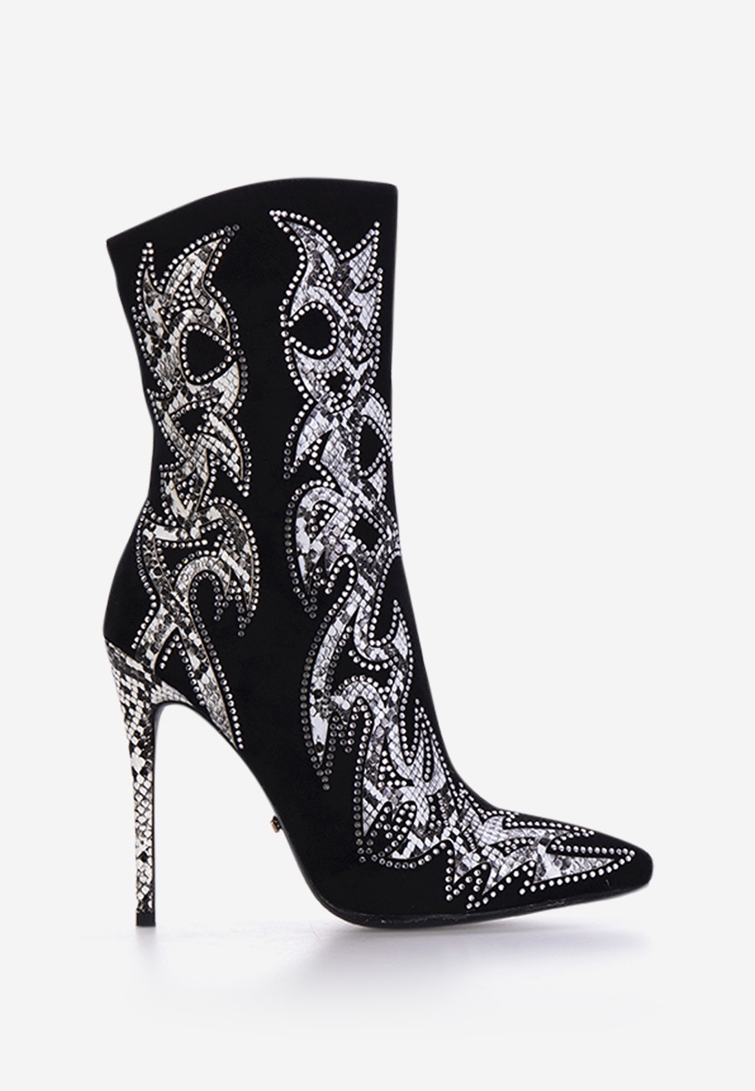 Μποτάκια με λεπτο τακουνι Μαύρα Estilo