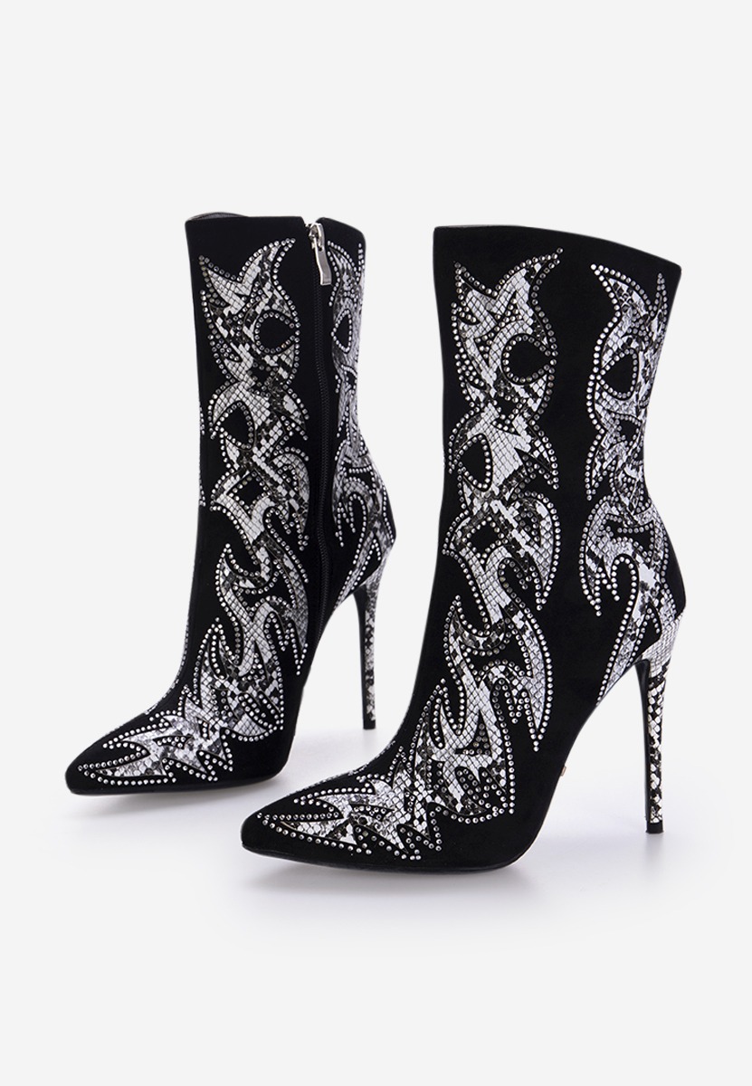 Μποτάκια με λεπτο τακουνι Μαύρα Estilo