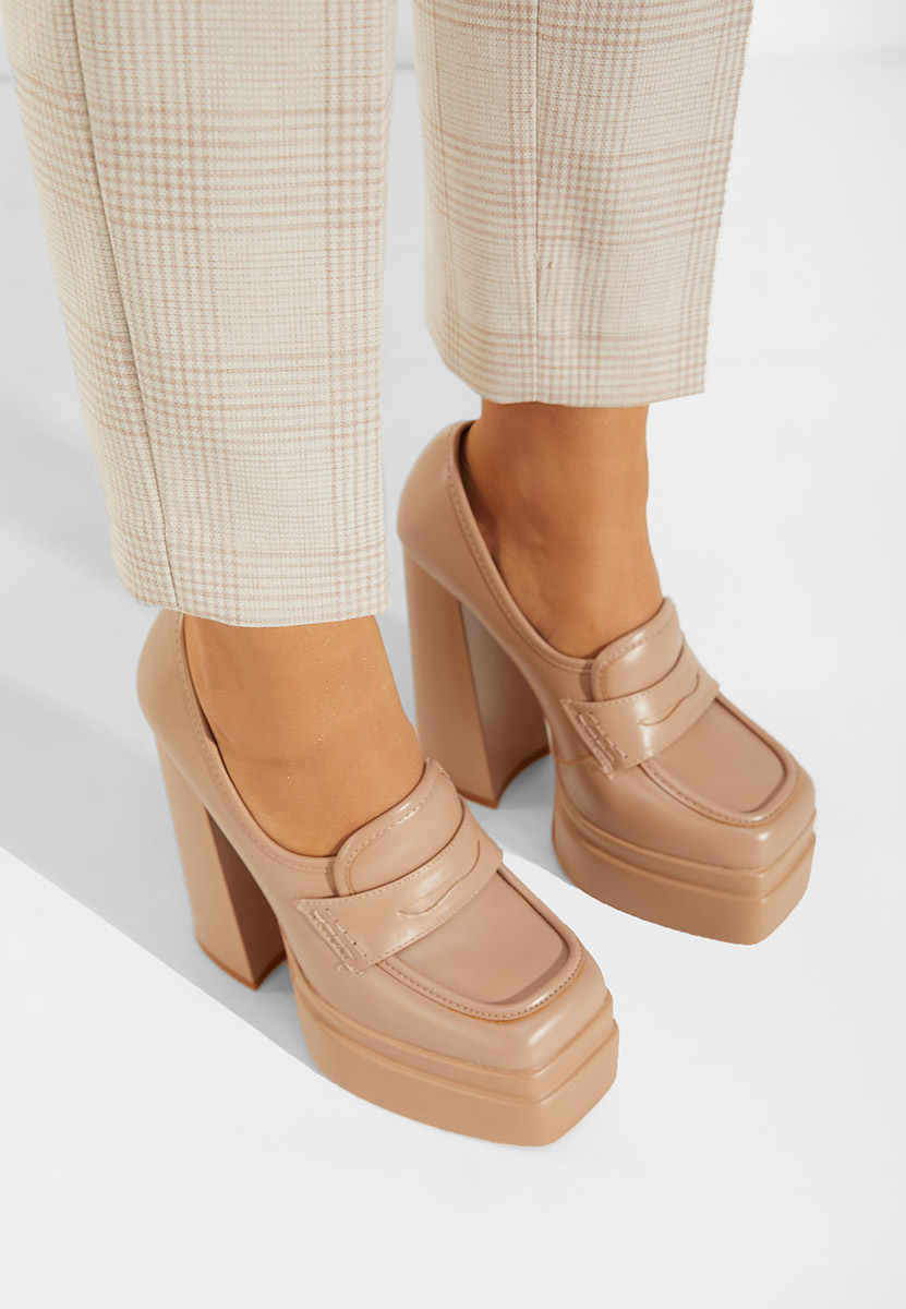 Μοκασίνια με πλατφόρμα Dieppa μπεζ