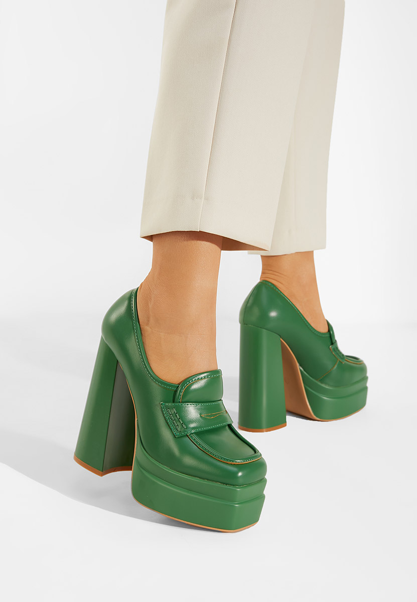 Μοκασίνια με πλατφόρμα Algara πρασινο