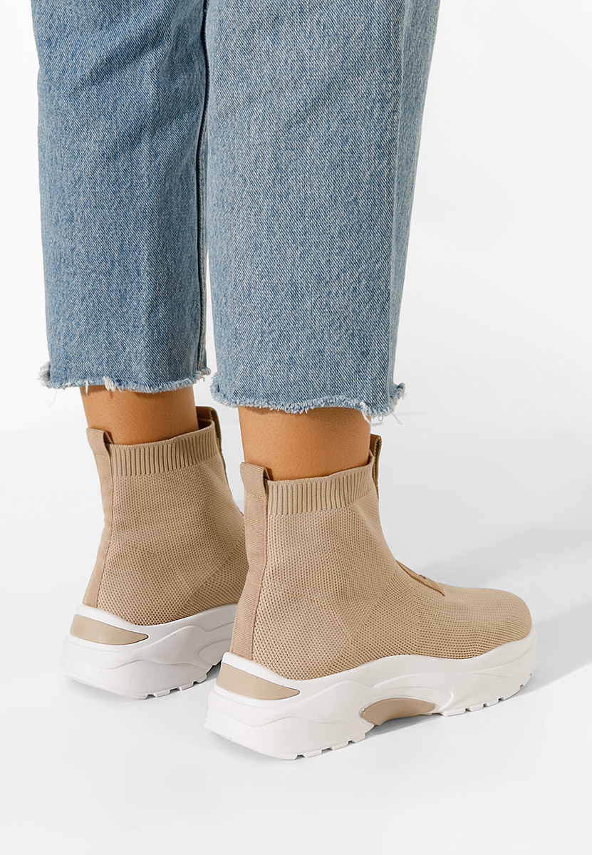 Sneakers με κάλτσα καφε Linara