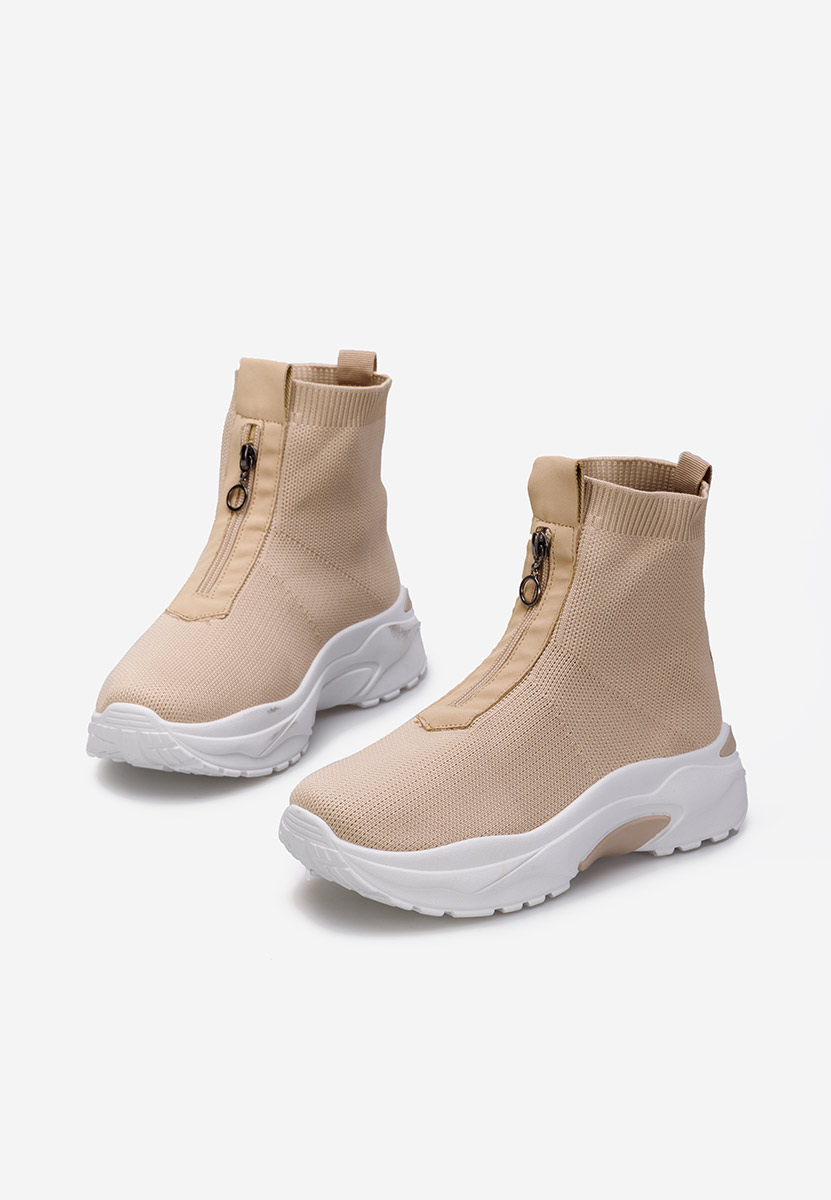 Sneakers με κάλτσα καφε Linara