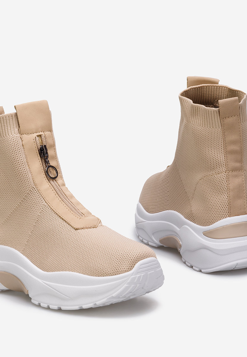 Sneakers με κάλτσα καφε Linara