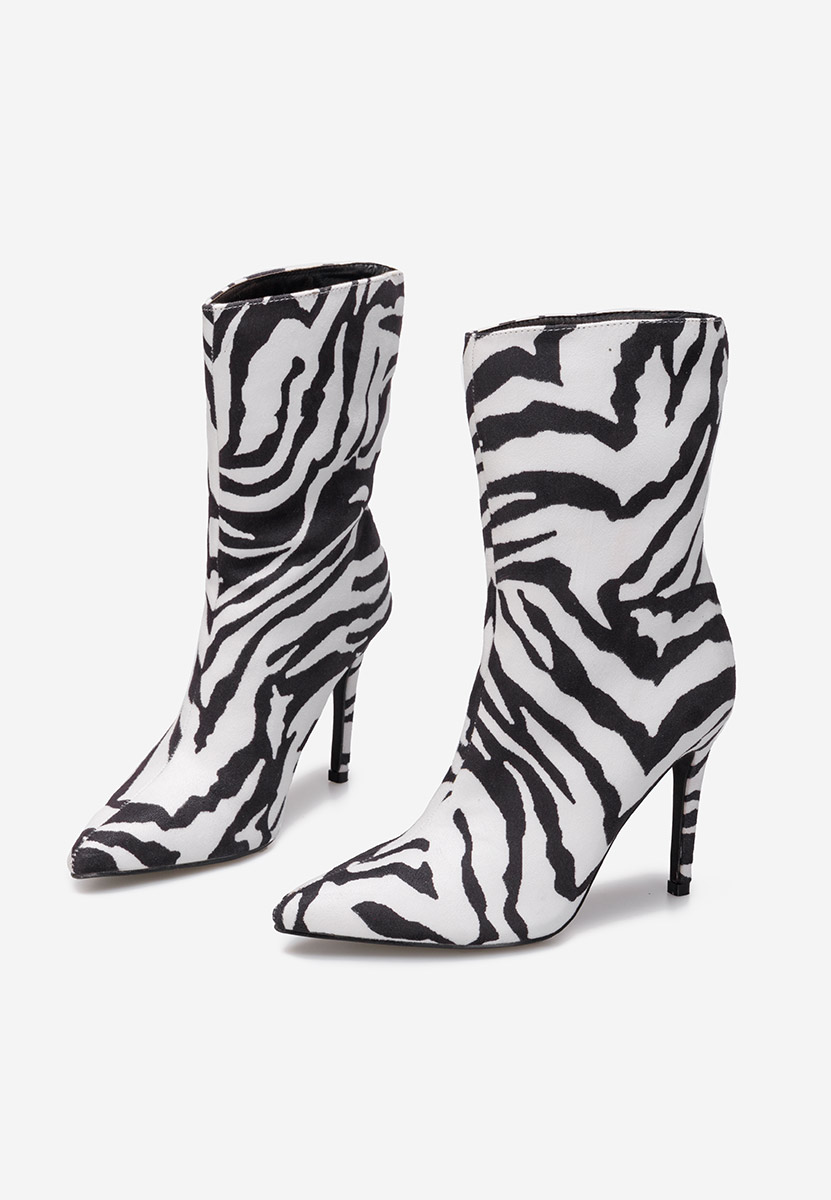 Μποτάκια με λεπτο τακουνι Ribera V2 λευκά