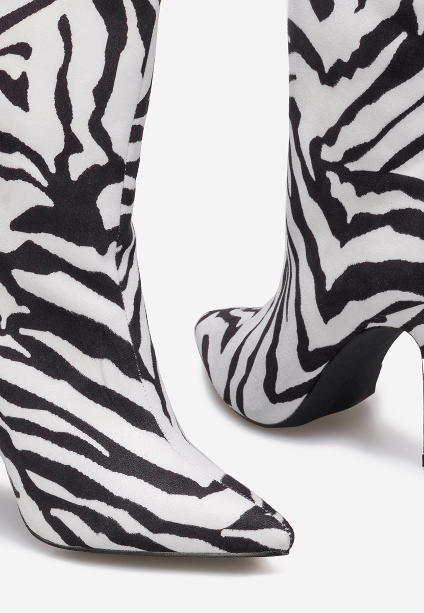 Μποτάκια με λεπτο τακουνι Ribera V2 λευκά