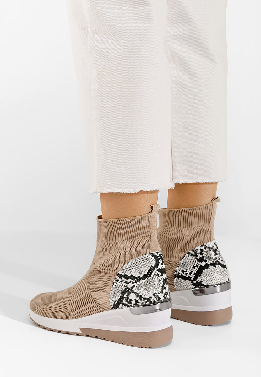 Sneakers με κάλτσα καφε Pieve