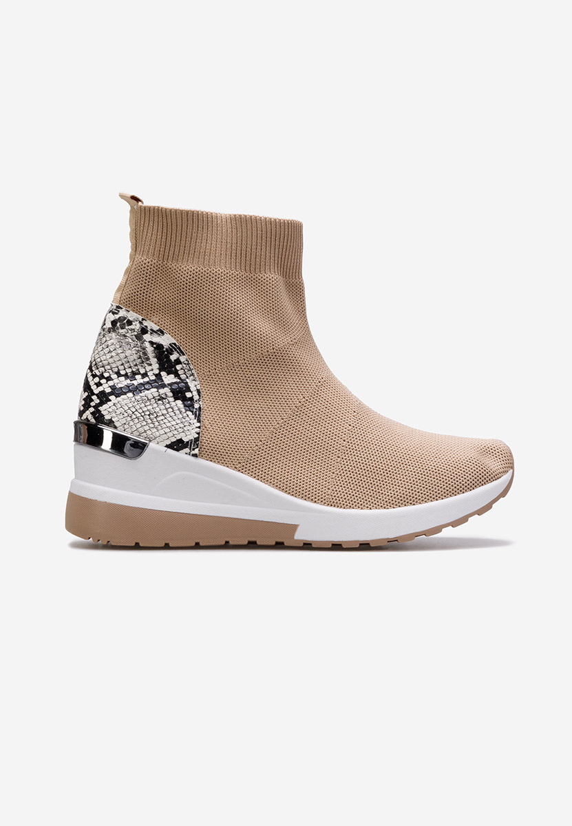 Sneakers με κάλτσα καφε Pieve