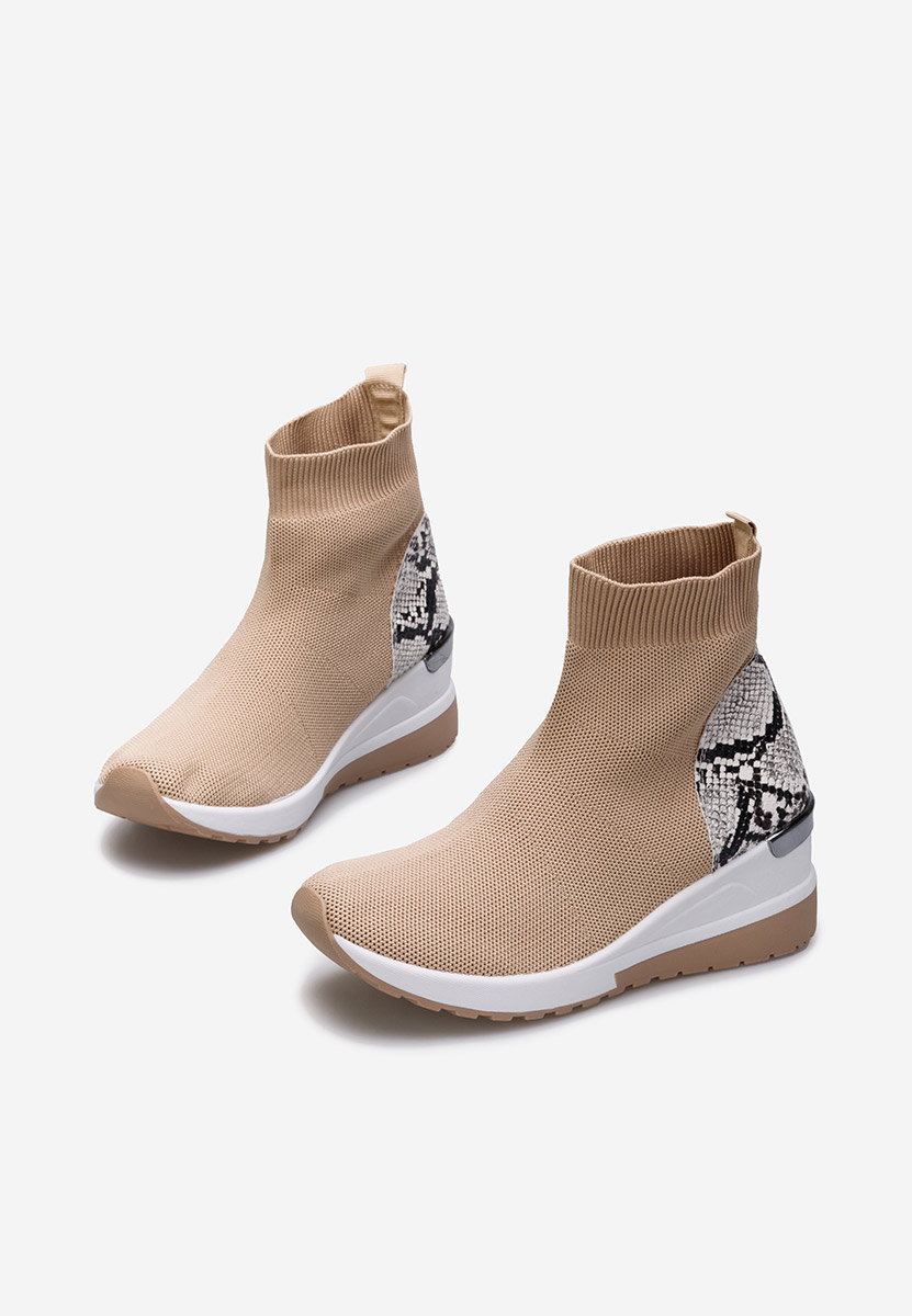 Sneakers με κάλτσα καφε Pieve