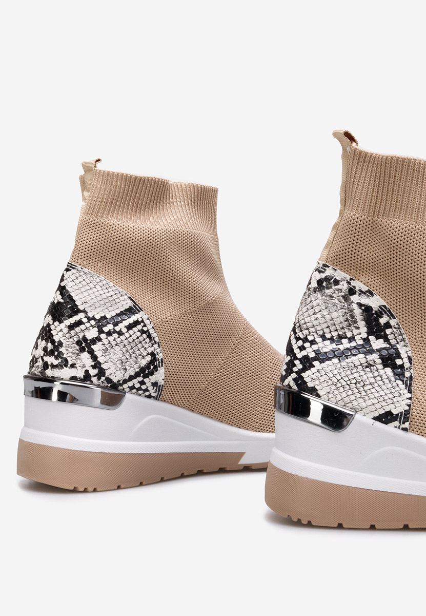 Sneakers με κάλτσα καφε Pieve