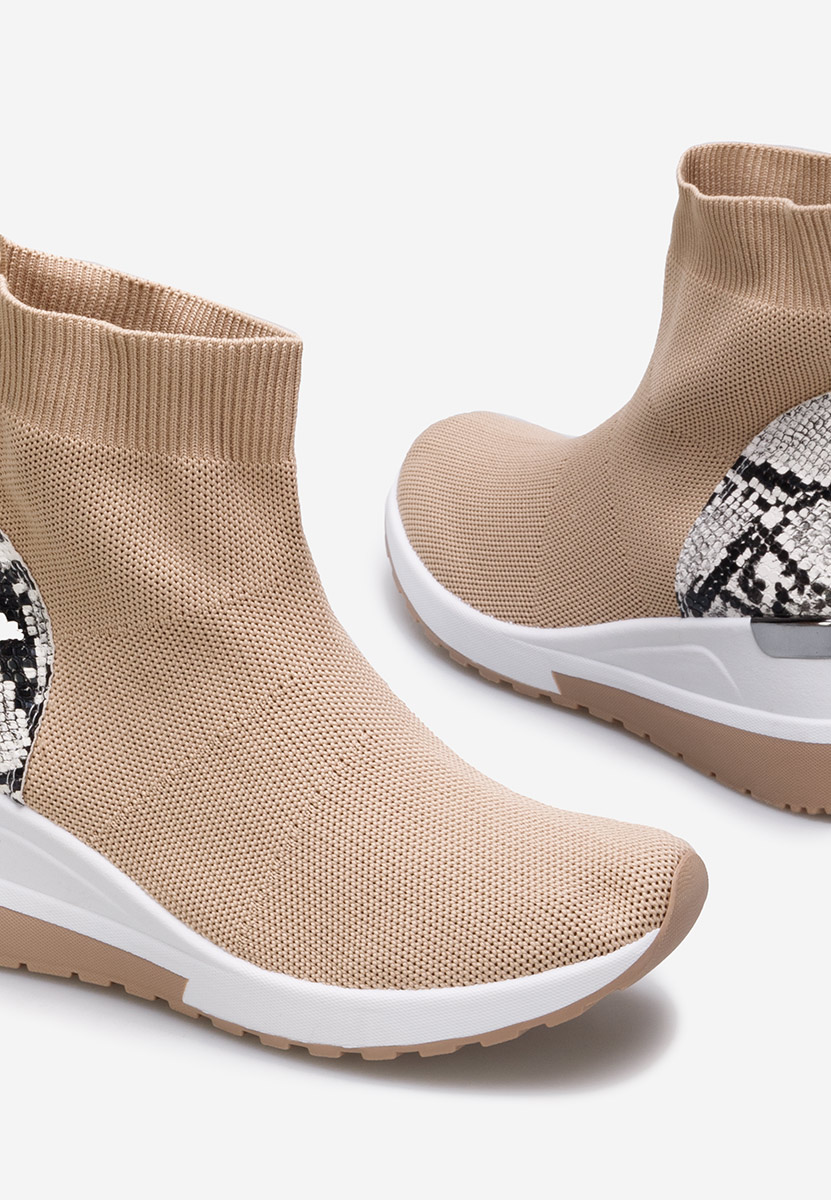 Sneakers με κάλτσα καφε Pieve