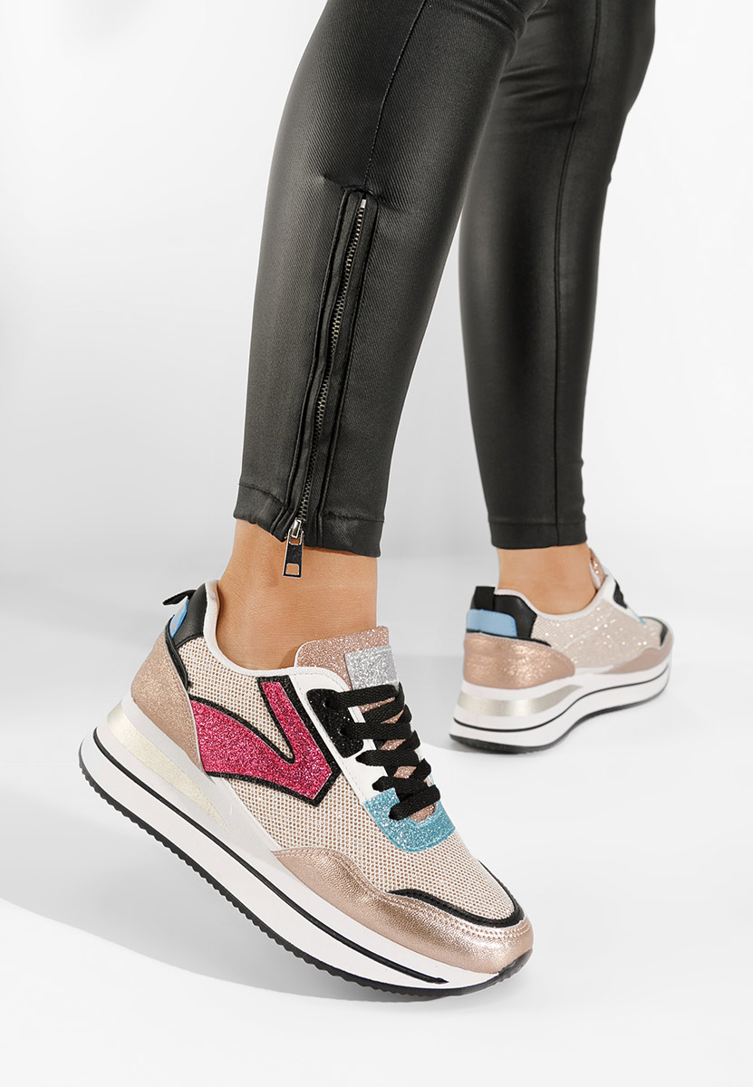 Sneakers με πλατφόρμα Tarika champagne