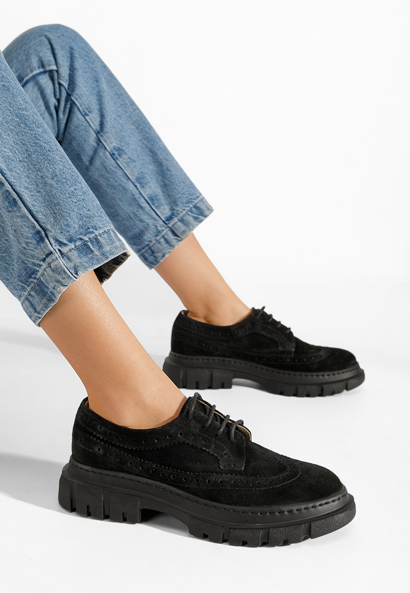 Oxford δερμάτινα γυναικεια Henise μαύρα