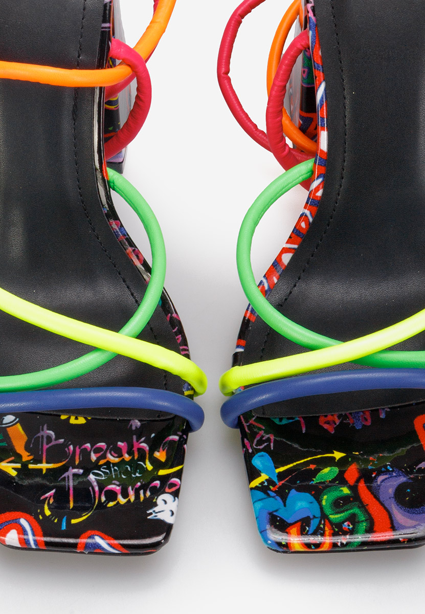 Πέδιλα με χοντρο τακουνι Karine Πολυχρωμα V3