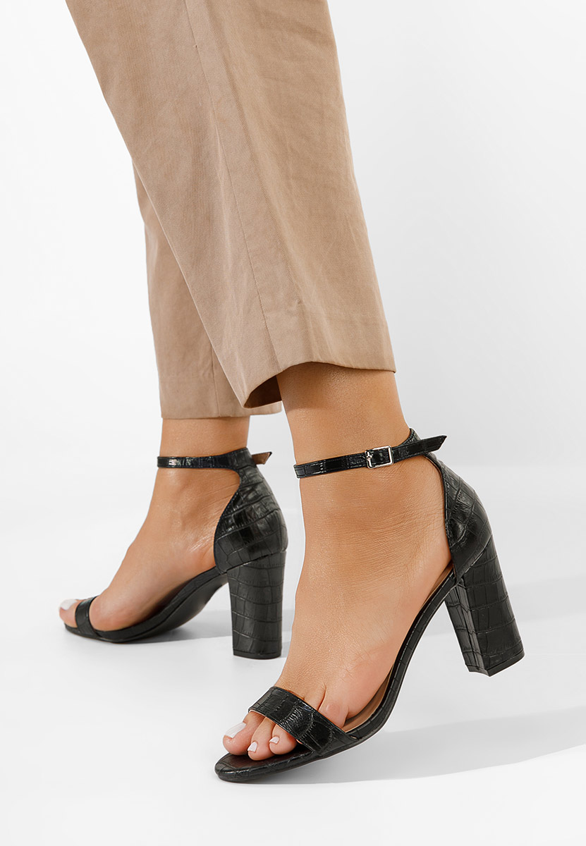 Πέδιλα με χοντρο τακουνι Leilana Μαύρα