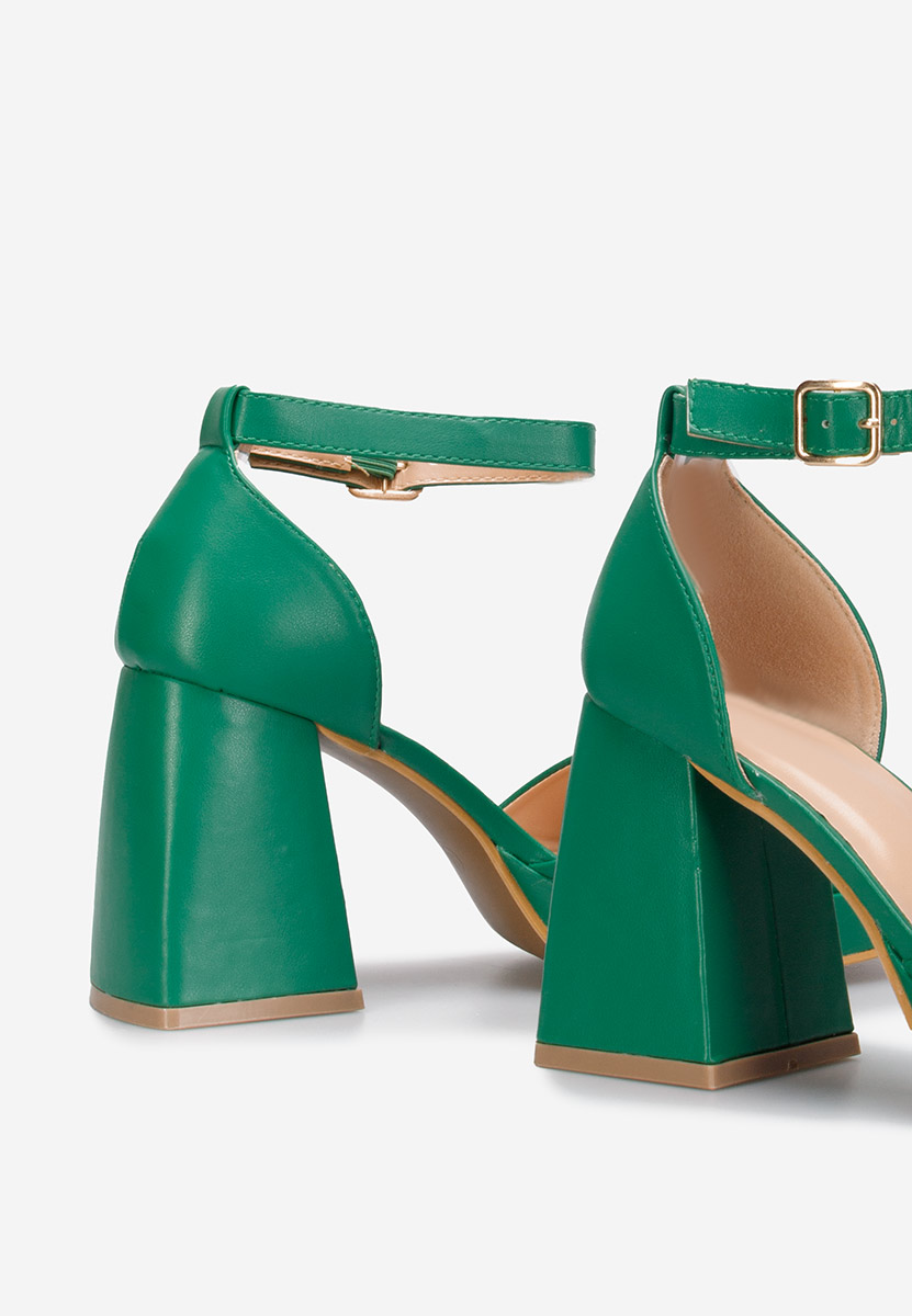 Πέδιλα με χοντρο τακουνι Alexaria V2 πρασινο