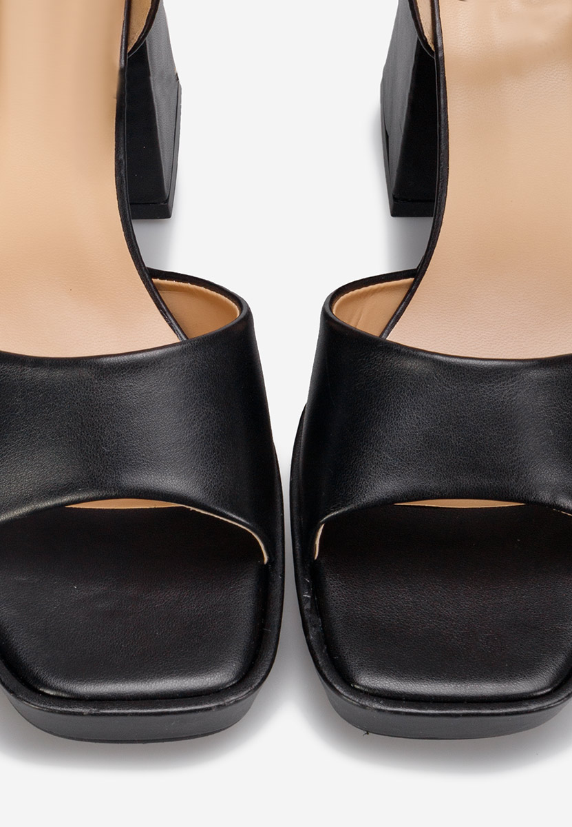 Πέδιλα με χοντρο τακουνι Alexaria V2 Μαύρα