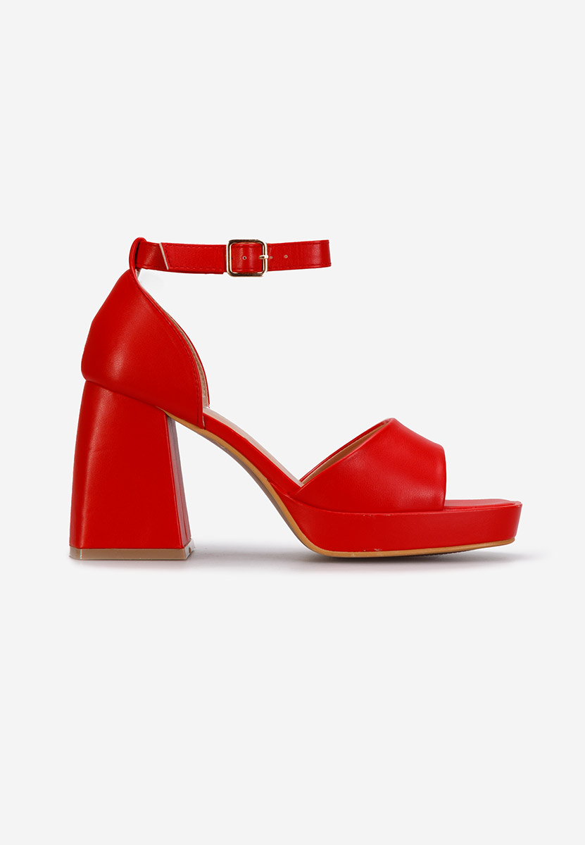 Πέδιλα με χοντρο τακουνι Alexaria V2 κοκκινα