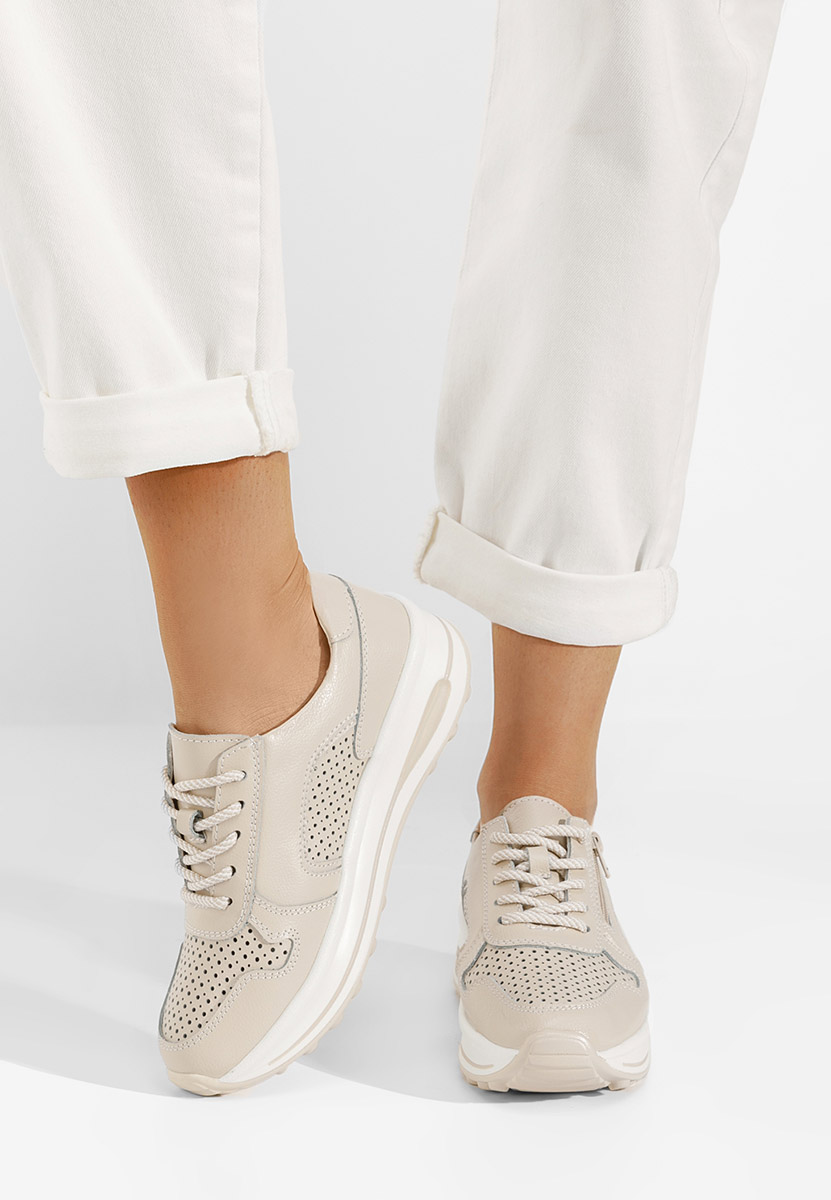 Sneakers γυναικεια δερματινα Cidra μπεζ