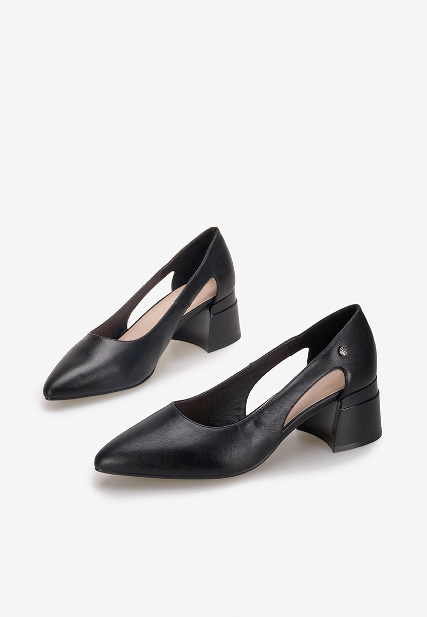 Γόβες με χοντρό τακούνι Peka μαύρα