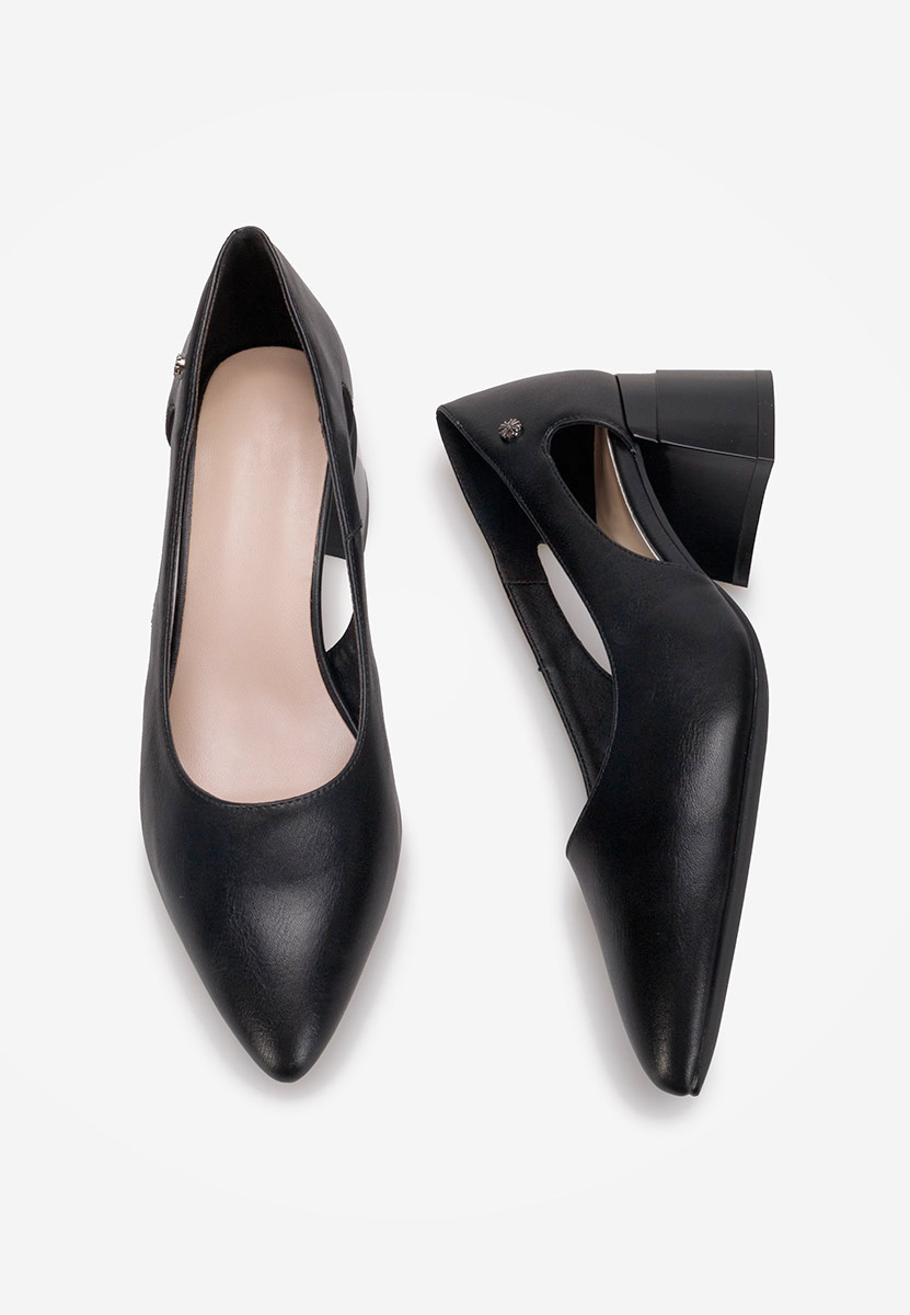 Γόβες με χοντρό τακούνι Peka μαύρα