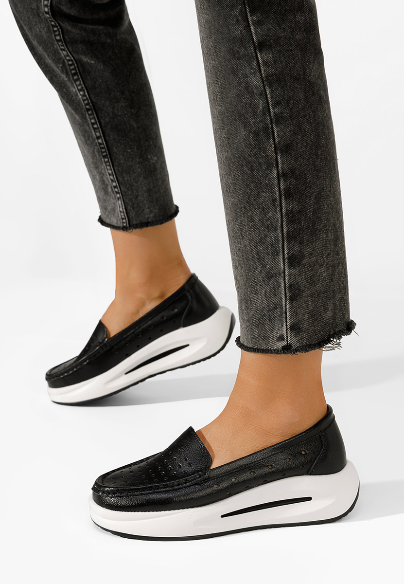 Μοκασίνια γυναικεια δερματινα Laurea μαύρα