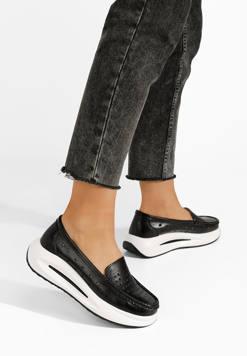 Μοκασίνια γυναικεια δερματινα Laurea μαύρα