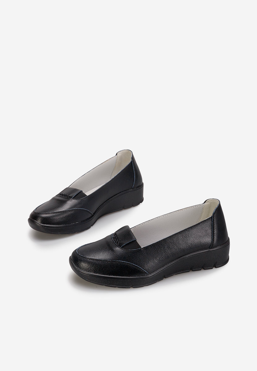 Δερμάτινα μοκασινια γυναικεια Sandira μαύρα