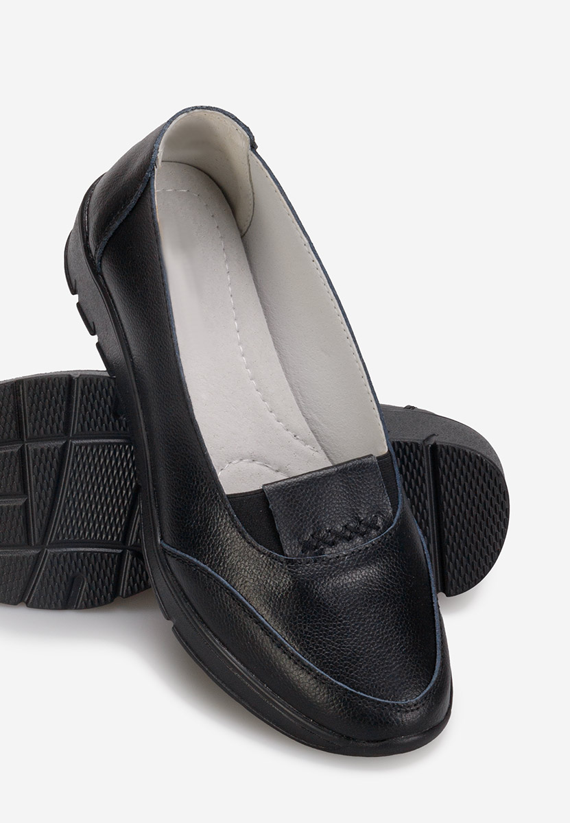 Δερμάτινα μοκασινια γυναικεια Sandira μαύρα