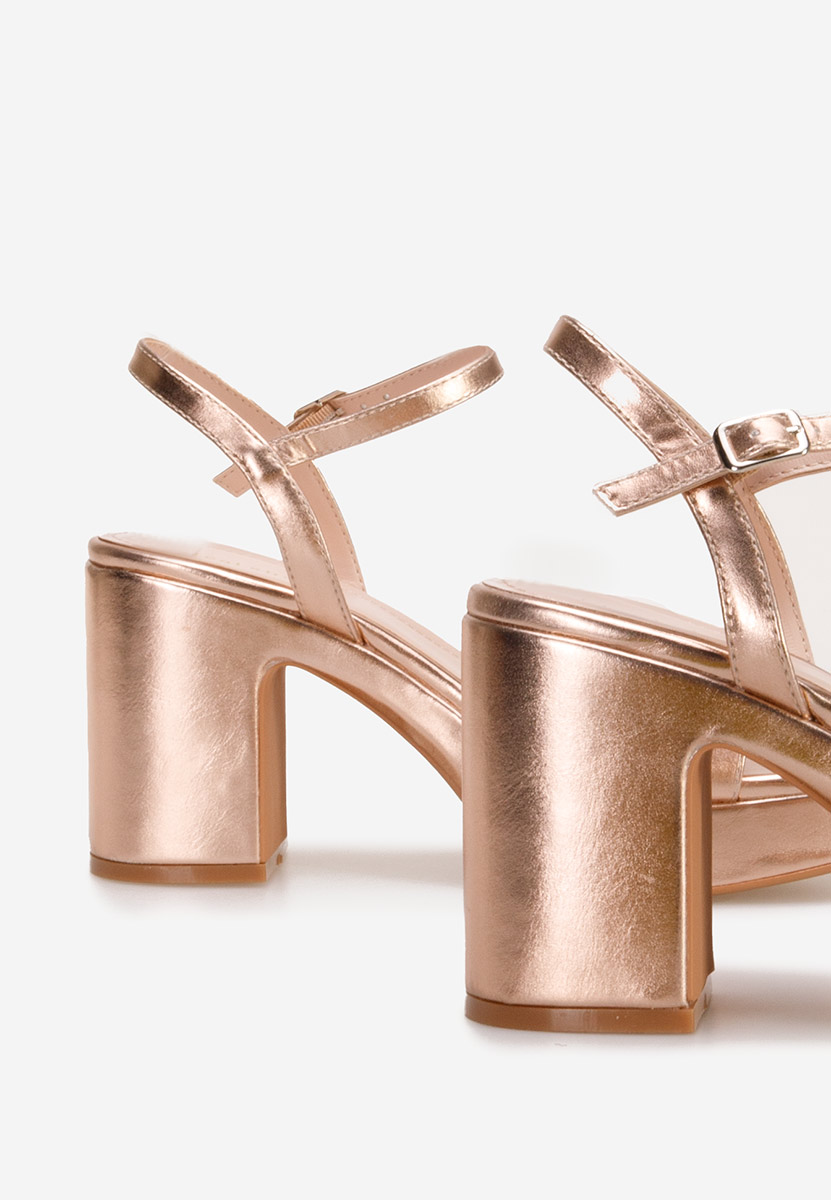 Πέδιλα με χοντρο τακουνι Salsama Champagne