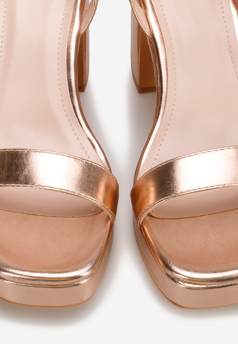 Πέδιλα με χοντρο τακουνι Salsama Champagne