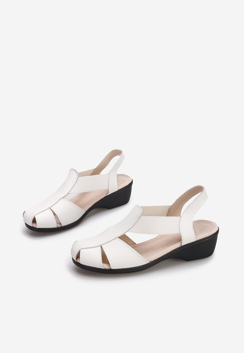 γυναικεια πεδιλα με χαμηλο τακουνι Melona V4 λευκά
